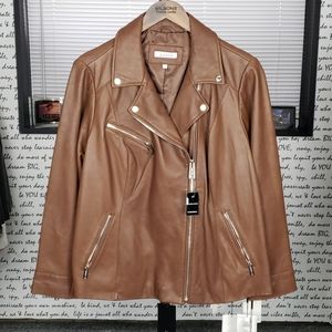 💥NEW💥 Calvin Klein Soft Brown Leather Coat